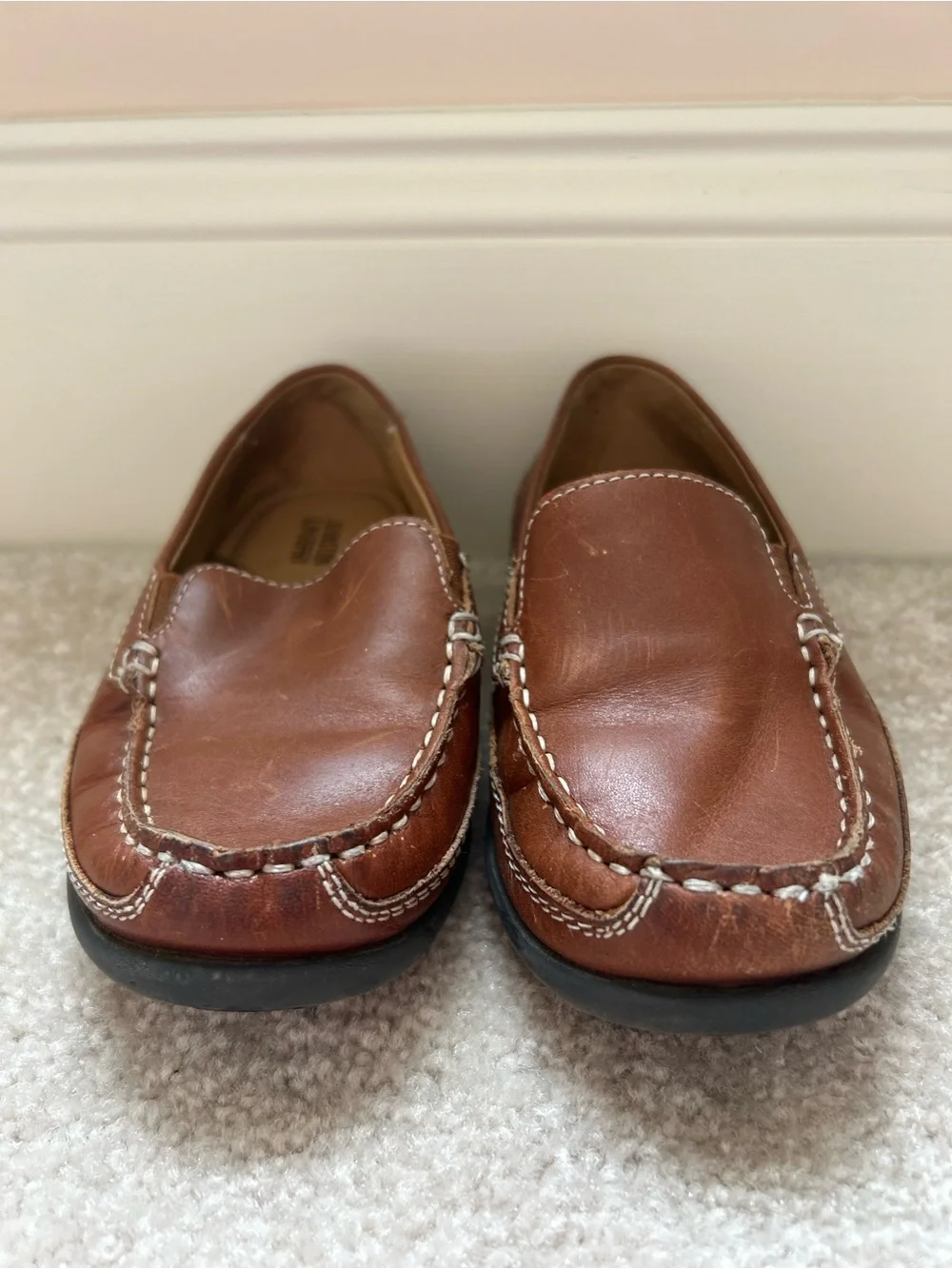 Johnston & Murphy Boys Slip On Locklin Venetian Leather Loafers Brown Size 11